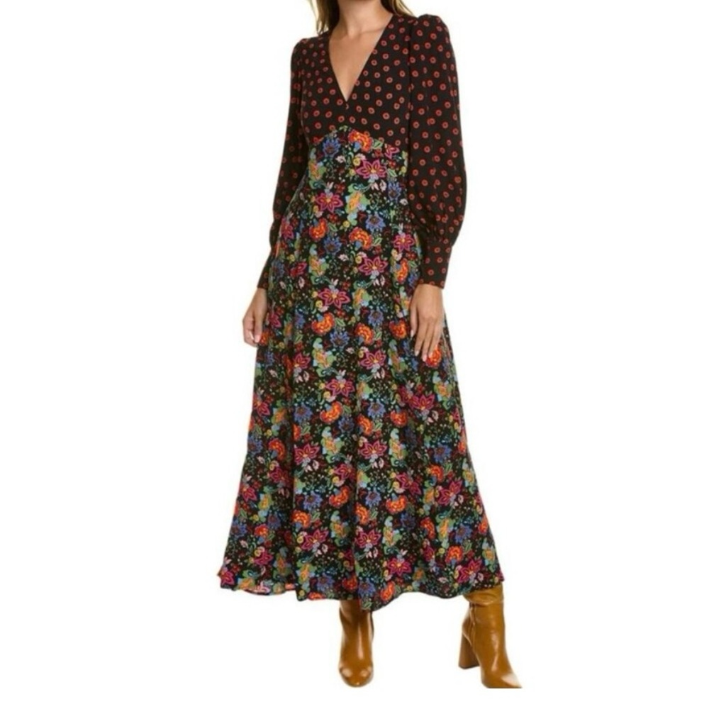 BODEN Blouson Long Sleeve Maxi Dress